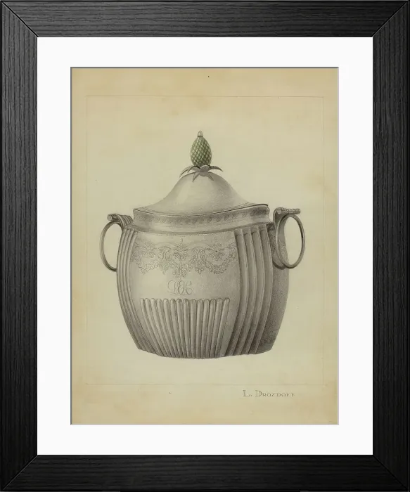 Framed Print : Silver Sugar Bowl, c. 1936. Creator: Leo Drozdoff Framed Print : Silver Sugar Bowl, c. 1936. Creator: Leo Drozdoff