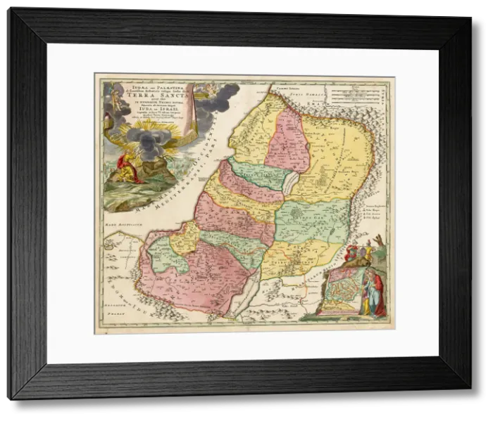Framed Print : Map of the Holy Land Divided into the Twelve Tribes of Israel, c. 1710. Creator: Homann, Johann Baptist (1663-1724) Framed Print : Map of the Holy Land Divided into the Twelve Tribes of Israel, c. 1710. Creator: Homann, Johann Baptist (1663-1724)