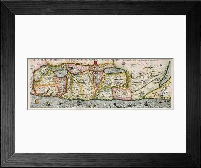 Framed Print : Map of the Holy Land Divided into the Twelve Tribes of Israel, 1580s. Creator: Adrichem, Christian Kruik van (1533-1585) Framed Print : Map of the Holy Land Divided into the Twelve Tribes of Israel, 1580s. Creator: Adrichem, Christian Kruik van (1533-1585)