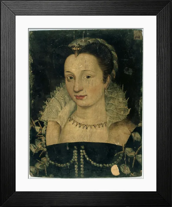 Framed Print : Portrait of a woman, known as Gabrielle d'Estrées (1573-1599), c1590. Creator: Unknown Framed Print : Portrait of a woman, known as Gabrielle d'Estrées (1573-1599), c1590. Creator: Unknown