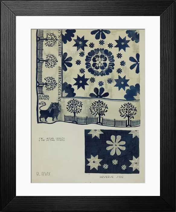 Framed Print : Coverlet, 1936. Creator: Roberta Elvis Framed Print : Coverlet, 1936. Creator: Roberta Elvis