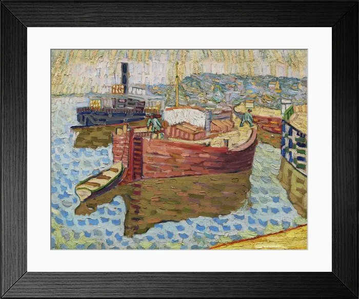 Framed Print : Houseboats on the Dnieper, 1907. Creator: Baranov-Rossiné, Vladimir Davidovich (1888-1942) Framed Print : Houseboats on the Dnieper, 1907. Creator: Baranov-Rossiné, Vladimir Davidovich (1888-1942)