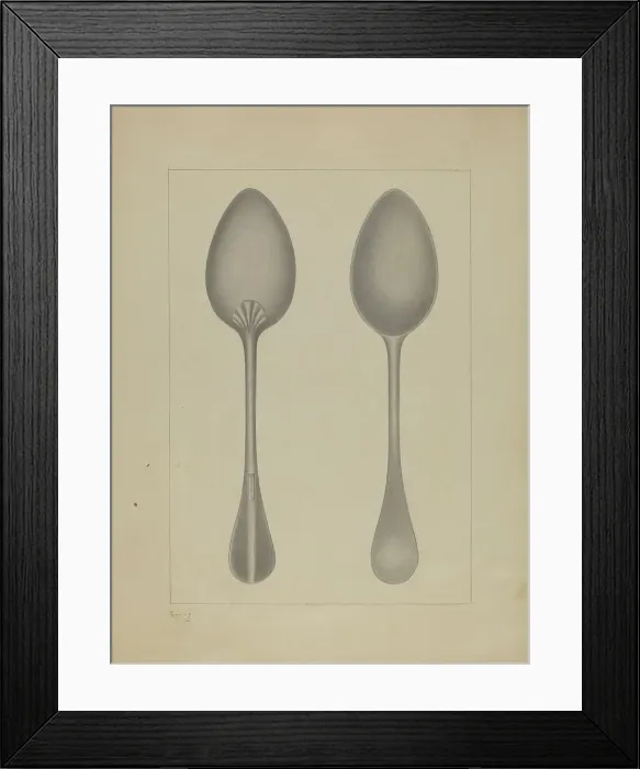 Framed Print : Pewter Spoon, c. 1937. Creator: Burton Ewing Framed Print : Pewter Spoon, c. 1937. Creator: Burton Ewing