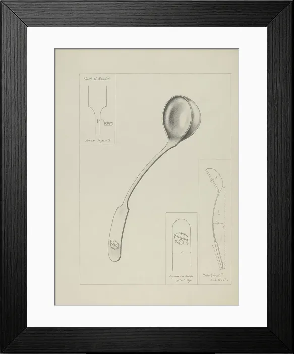 Framed Print : Silver Ladle, c. 1937. Creator: George Fairbanks Framed Print : Silver Ladle, c. 1937. Creator: George Fairbanks