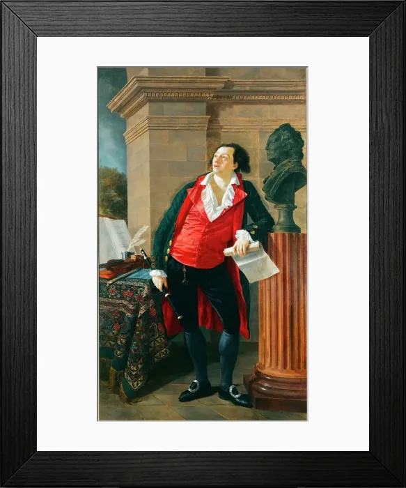 Framed Print : Portrait of Citizen Hesmart, cloth merchant and soldier, before a bust of Gluck, 1794. Creator: Unknown Framed Print : Portrait of Citizen Hesmart, cloth merchant and soldier, before a bust of Gluck, 1794. Creator: Unknown