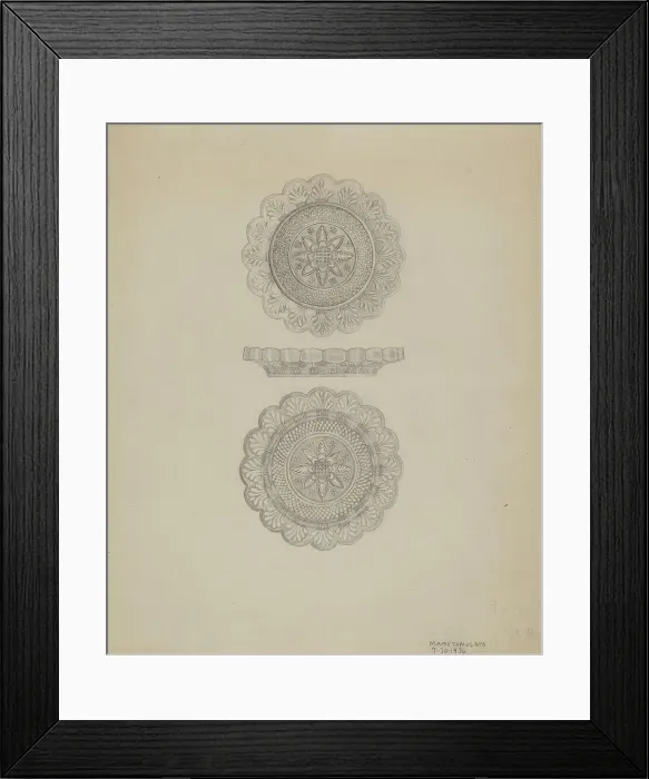 Framed Print : Sandwich Glass Cup Plate, 1936. Creator: Marie Famularo Framed Print : Sandwich Glass Cup Plate, 1936. Creator: Marie Famularo