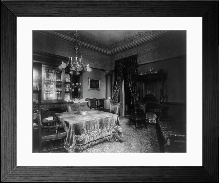 Framed Print : Barber house, Washington, D.C. - dining room, between 1890 and 1950. Creator: Frances Benjamin Johnston Framed Print : Barber house, Washington, D.C. - dining room, between 1890 and 1950. Creator: Frances Benjamin Johnston