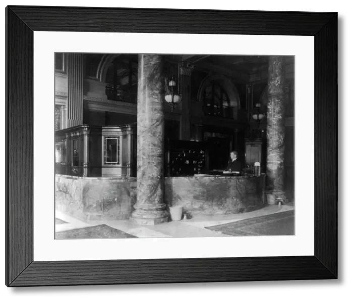 Framed Print : The new Willard Hotel, Washington, D.C. - registration counter, between 1890 and 1950. Creator: Frances Benjamin Johnston Framed Print : The new Willard Hotel, Washington, D.C. - registration counter, between 1890 and 1950. Creator: Frances Benjamin Johnston