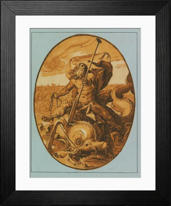 Framed Print : Neptune, ca 1594. Creator: Goltzius, Hendrick (1558-1617) Framed Print : Neptune, ca 1594. Creator: Goltzius, Hendrick (1558-1617)