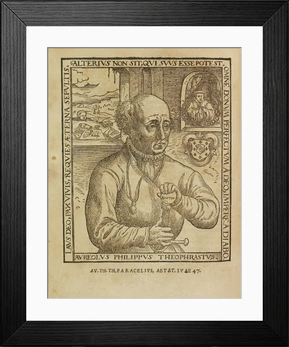 Framed Print : Philippus Theophrastus Aureolus Bombastus von Hohenheim (Paracelsus), 1567. Creator: Hirschvogel, Augustin (1503-1553) Framed Print : Philippus Theophrastus Aureolus Bombastus von Hohenheim (Paracelsus), 1567. Creator: Hirschvogel, Augustin (1503-1553)