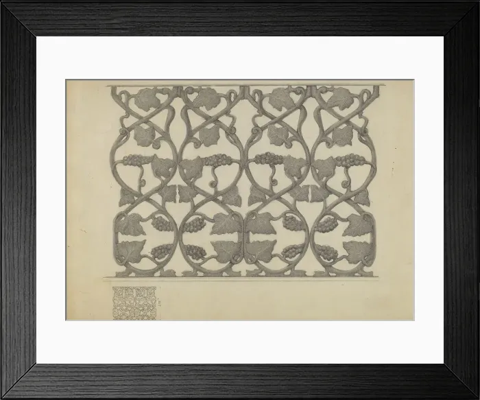 Framed Print : Iron Railing, c. 1936. Creator: Samuel Fineman Framed Print : Iron Railing, c. 1936. Creator: Samuel Fineman