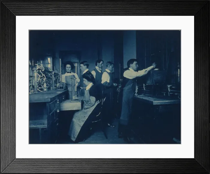 Framed Print : Students conducting experiments in laboratory, Western High School, Washington, D.C. (1899?). Creator: Frances Benjamin Johnston Framed Print : Students conducting experiments in laboratory, Western High School, Washington, D.C. (1899?). Creator: Frances Benjamin Johnston