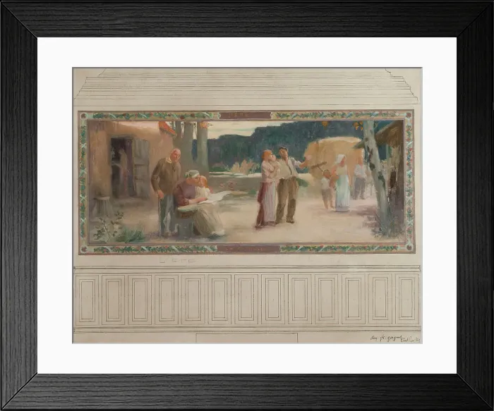 Framed Print : Esquisse pour la mairie de Montreuil-sous-Bois : L'été - La famille, 1892. Creators: Auguste-François-Marie Gorguet, Ernest de Bonnencontre Framed Print : Esquisse pour la mairie de Montreuil-sous-Bois : L'été - La famille, 1892. Creators: Auguste-François-Marie Gorguet, Ernest de Bonnencontre
