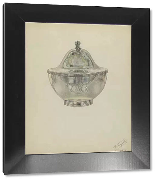 Silver Sugar Bowl with Cover, c. 1936. Creator: Frank Fumagalli