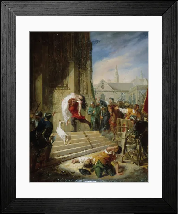 Framed Print : Quasimodo sauvant la Esmeralda des mains de ses bourreaux, 1832. Creator: Eugenie Henry Framed Print : Quasimodo sauvant la Esmeralda des mains de ses bourreaux, 1832. Creator: Eugenie Henry