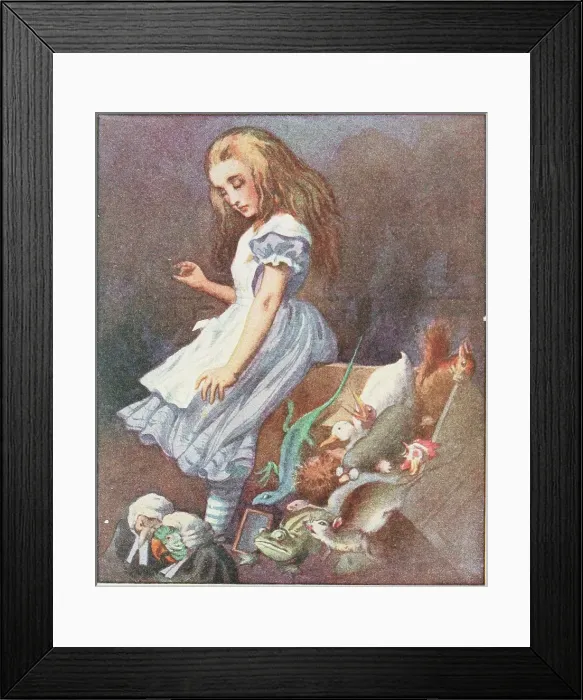 Framed Print : and she jumped up in such a hurry that she tipped over the jury-box, 1911. Creator: Tenniel, Sir John (1820-1914) Framed Print : and she jumped up in such a hurry that she tipped over the jury-box, 1911. Creator: Tenniel, Sir John (1820-1914)