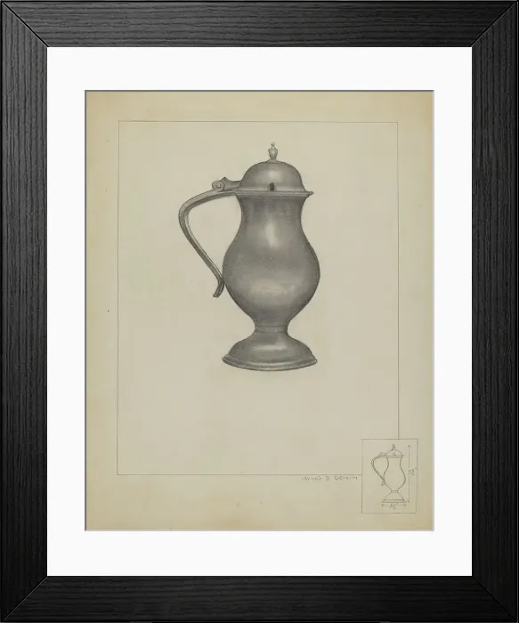 Framed Print : Pewter Pitcher, c. 1936. Creator: Irving D. Genin Framed Print : Pewter Pitcher, c. 1936. Creator: Irving D. Genin