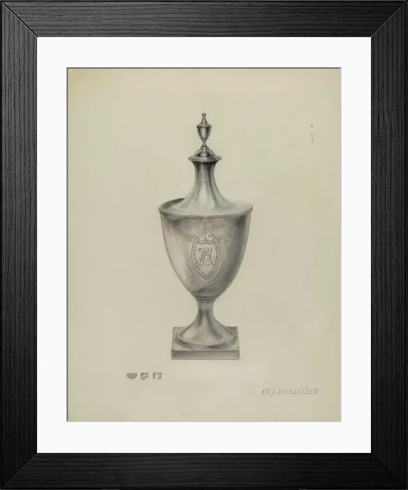 Framed Print : Silver Sugar Urn, c. 1940. Creator: E. J. Gilsleider Framed Print : Silver Sugar Urn, c. 1940. Creator: E. J. Gilsleider