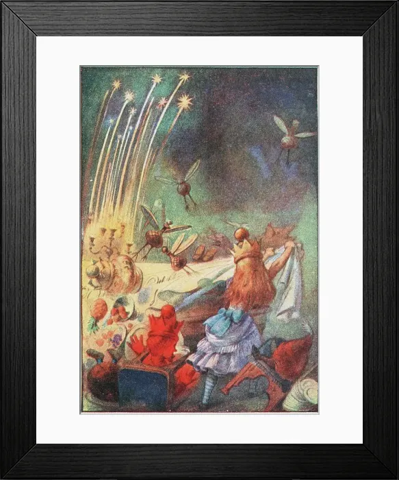 Framed Print : One good pull, and plates, dishes, guests, and candles came crashing down, 1911. Creator: Tenniel, Sir John (1820-1914) Framed Print : One good pull, and plates, dishes, guests, and candles came crashing down, 1911. Creator: Tenniel, Sir John (1820-1914)