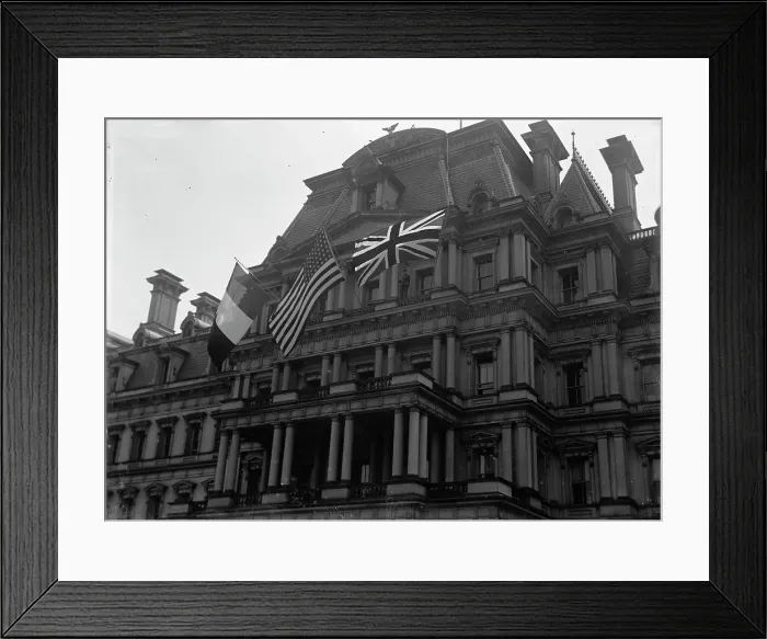 Framed Print : Allied Commission To U.S - Allied Flags On State Department, 1917. Creator: Harris & Ewing. Allied Commission To U.S - Allied Flags On State Department, 1917. Creator: Harris & Ewing Framed Print : Allied Commission To U.S - Allied Flags On State Department, 1917. Creator: Harris & Ewing. Allied Commission To U.S - Allied Flags On State Department, 1917. Creator: Harris & Ewing