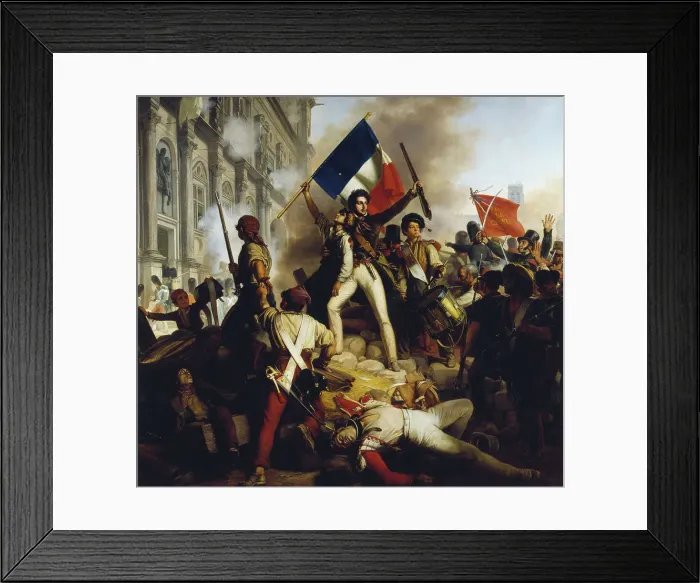 Framed Print : Combat devant l'Hôtel de Ville le 28 juillet 1830, 1833. Creator: Jean-Victor Schnetz Framed Print : Combat devant l'Hôtel de Ville le 28 juillet 1830, 1833. Creator: Jean-Victor Schnetz