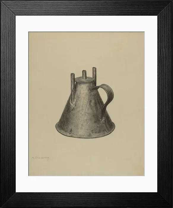 Framed Print : Whale Oil Lamp, c. 1940. Creator: Alfred Goldstein Framed Print : Whale Oil Lamp, c. 1940. Creator: Alfred Goldstein