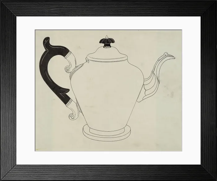 Framed Print : Pewter Teapot, c. 1937. Creator: Harry Goodman Framed Print : Pewter Teapot, c. 1937. Creator: Harry Goodman