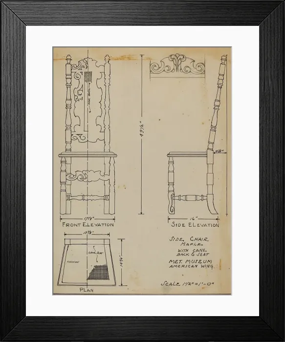 Framed Print : Side Chair, with Cane Back and Seat, 1935 / 1942. Creator: Nicholas Gorid Framed Print : Side Chair, with Cane Back and Seat, 1935 / 1942. Creator: Nicholas Gorid