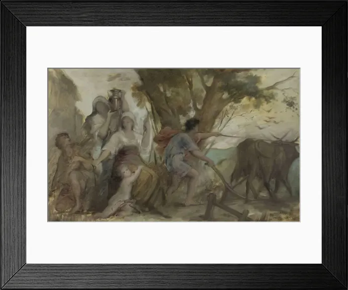 Framed Print : Esquisse pour la mairie du 2ème arrondissement de Paris : Maternité et labourage, 1880. Creator: Francois Lafon Framed Print : Esquisse pour la mairie du 2ème arrondissement de Paris : Maternité et labourage, 1880. Creator: Francois Lafon