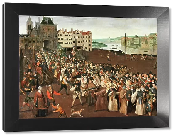 Procession of the League in Place de Greve, c1590. Creator: Unknown