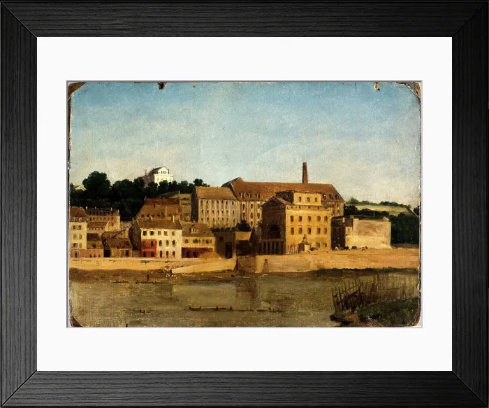 Framed Print : Refinery and the Delessert garden, in Passy, ??seen from the left bank (circa 1820). Creator: Unknown Framed Print : Refinery and the Delessert garden, in Passy, ??seen from the left bank (circa 1820). Creator: Unknown