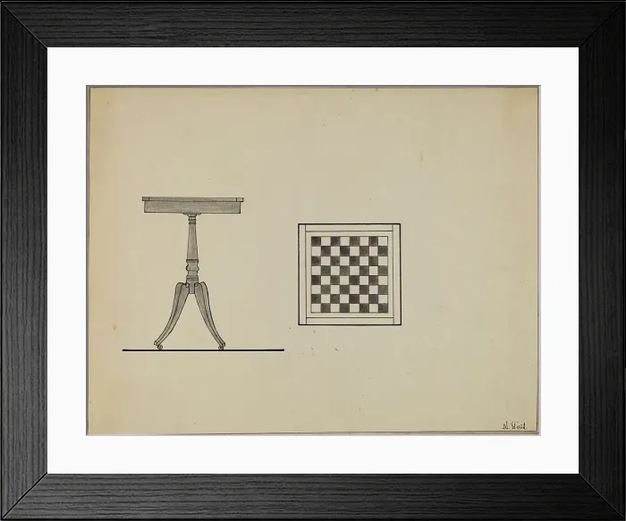 Framed Print : Checkerboard Table, 1936. Creator: Nicholas Gorid Framed Print : Checkerboard Table, 1936. Creator: Nicholas Gorid