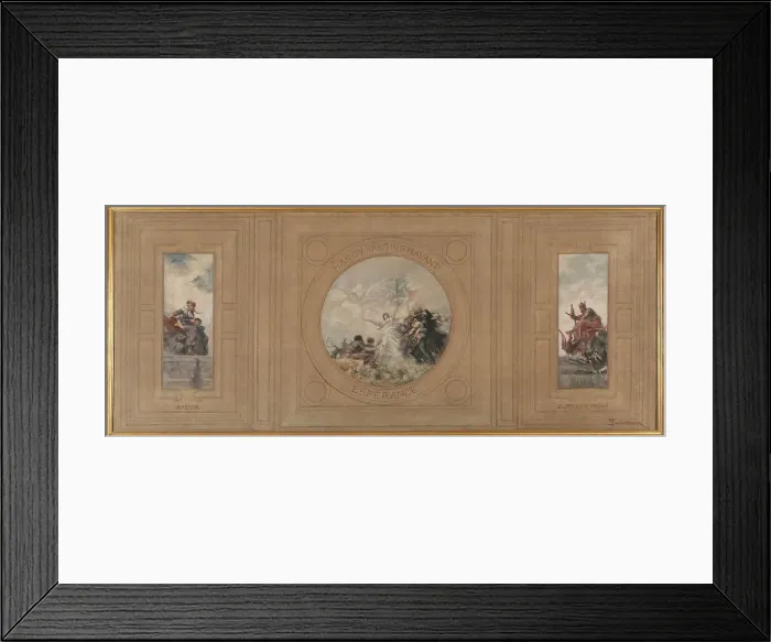 Framed Print : Sketch for the town hall at Pantin : The Future; Hardy Pantin! Onwards!. Hope. Past Glory, 1886. Creator: Francois Schommer Framed Print : Sketch for the town hall at Pantin : The Future; Hardy Pantin! Onwards!. Hope. Past Glory, 1886. Creator: Francois Schommer
