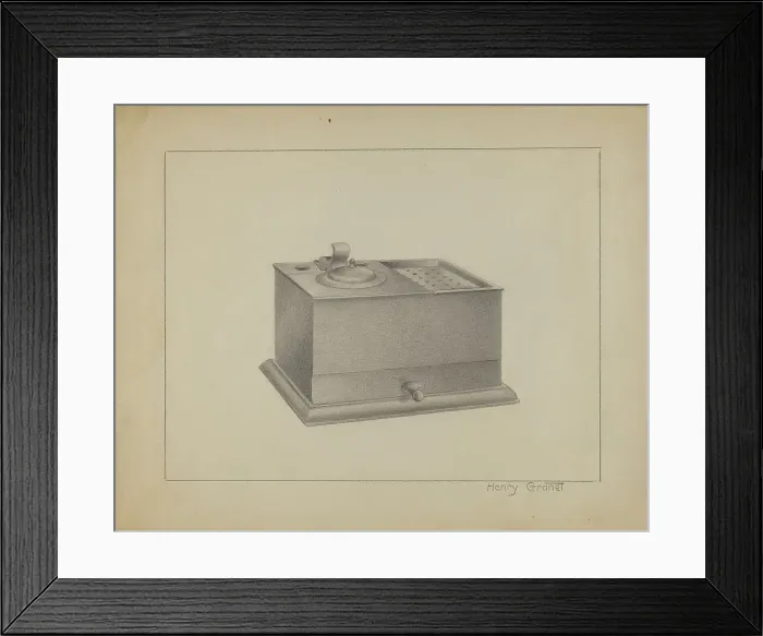 Framed Print : Pewter Inkwell, c. 1936. Creator: Henry Granet Framed Print : Pewter Inkwell, c. 1936. Creator: Henry Granet