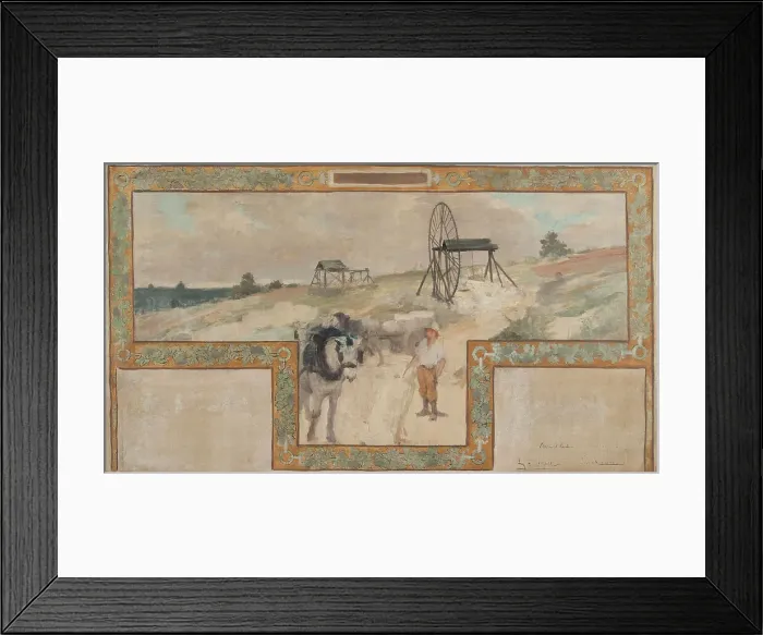 Framed Print : Esquisse pour la salle des mariages de la mairie d'Arcueil-Cachan : Travail en carrière, 1888. Creator: Auguste-François-Marie Gorguet