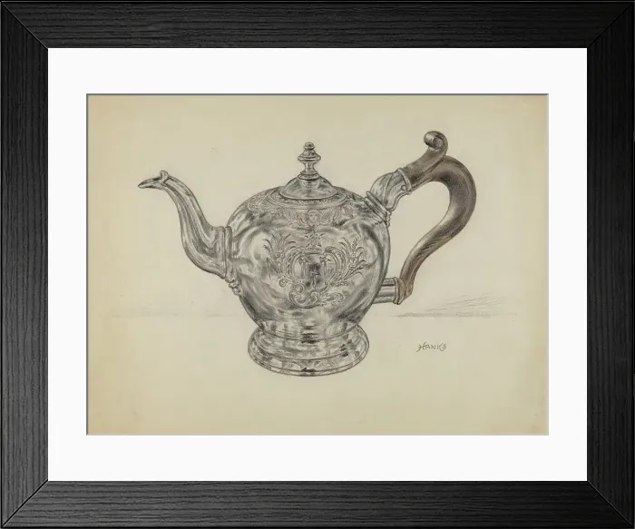 Framed Print : Silver Teapot, c. 1936. Creator: Fletcher Hanks Framed Print : Silver Teapot, c. 1936. Creator: Fletcher Hanks