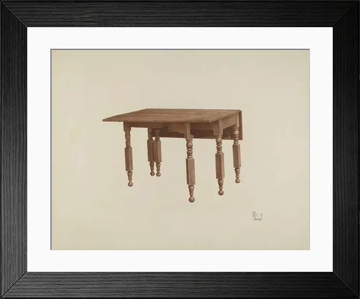 Framed Print : Gateleg Table, c. 1942. Creator: Peter C. Ustinoff Framed Print : Gateleg Table, c. 1942. Creator: Peter C. Ustinoff