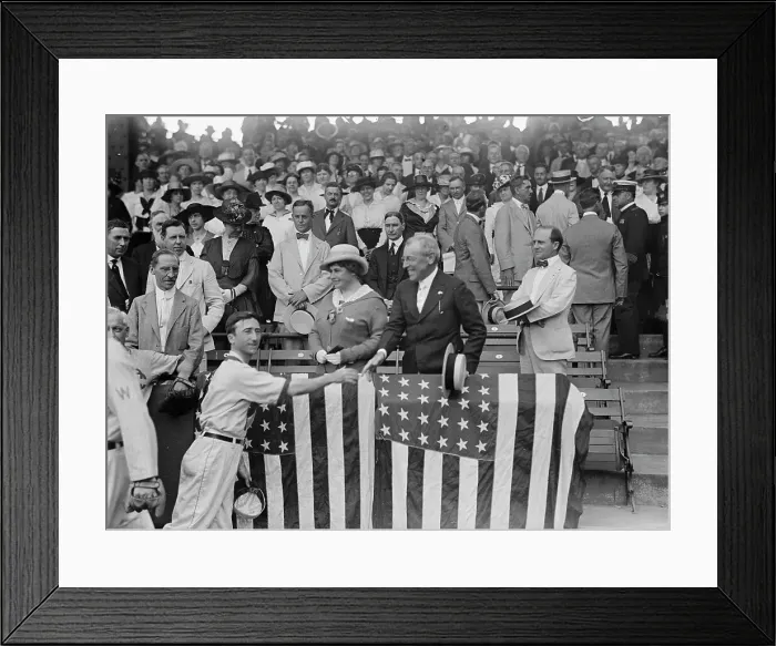 Framed Print : Baseball, Congressional - President And Mrs. Wilson, 1917. Creator: Harris & Ewing. Baseball, Congressional - President And Mrs. Wilson, 1917. Creator: Harris & Ewing Framed Print : Baseball, Congressional - President And Mrs. Wilson, 1917. Creator: Harris & Ewing. Baseball, Congressional - President And Mrs. Wilson, 1917. Creator: Harris & Ewing