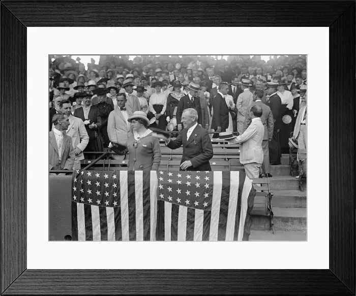 Framed Print : Baseball, Congressional - President And Mrs. Wilson, 1917. Creator: Harris & Ewing. Baseball, Congressional - President And Mrs. Wilson, 1917. Creator: Harris & Ewing Framed Print : Baseball, Congressional - President And Mrs. Wilson, 1917. Creator: Harris & Ewing. Baseball, Congressional - President And Mrs. Wilson, 1917. Creator: Harris & Ewing