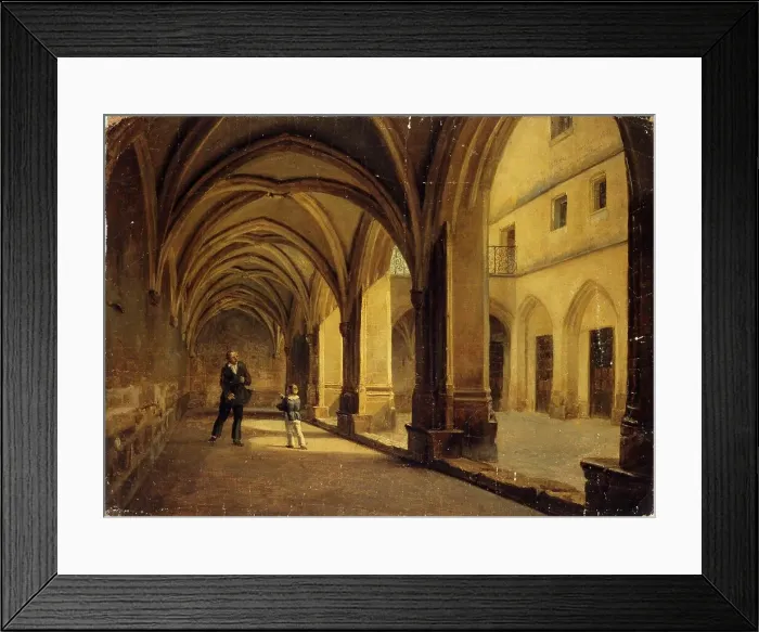 Framed Print : The Cloitre des Billettes round 1830, current 4th arrondissement. Creator: Unknown