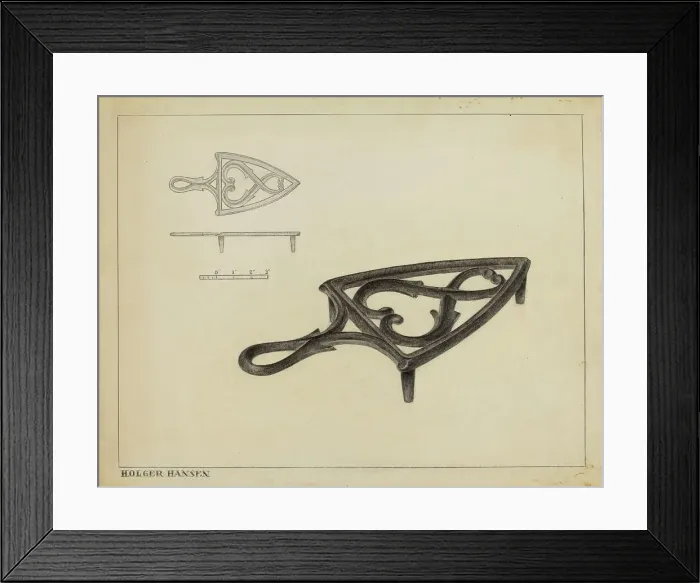Framed Print : Flat Iron Holder, c. 1937. Creator: Holger Hansen Framed Print : Flat Iron Holder, c. 1937. Creator: Holger Hansen