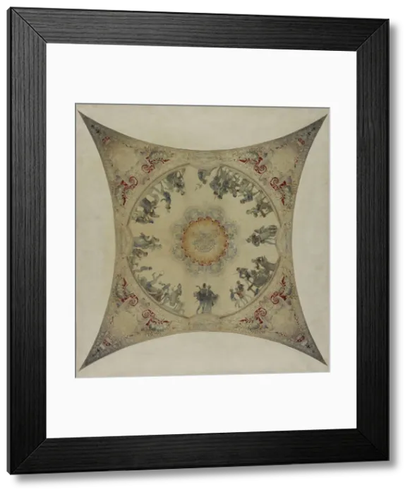 Framed Print : Esquisse pour la galerie Lobau de l'Hôtel de Ville de Paris : Scènes médiévales... 1890. Creator: Hector d Espouy Framed Print : Esquisse pour la galerie Lobau de l'Hôtel de Ville de Paris : Scènes médiévales... 1890. Creator: Hector d Espouy