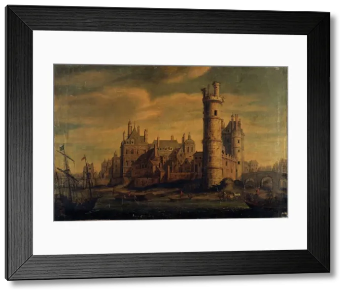 Framed Print : The Tower and the Porte de Nesle, the Hôtel de Nevers, current 6th arrondissement, c1601-1700. Creator: Unknown