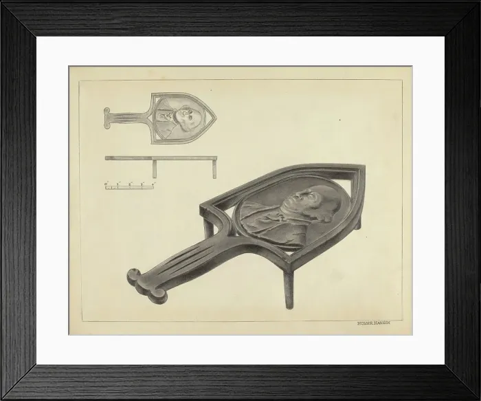 Framed Print : Flatiron Holder, c. 1939. Creator: Holger Hansen Framed Print : Flatiron Holder, c. 1939. Creator: Holger Hansen