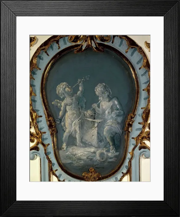 Framed Print : Two cupids making soap bubbles, between 1735 and 1745. Creator: Unknown Framed Print : Two cupids making soap bubbles, between 1735 and 1745. Creator: Unknown