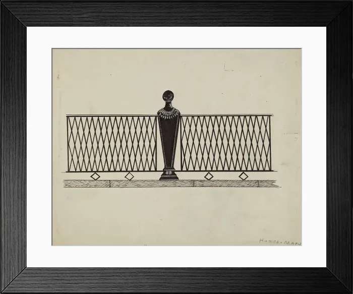 Framed Print : Iron Fence, c. 1936. Creator: Mary E Humes Framed Print : Iron Fence, c. 1936. Creator: Mary E Humes