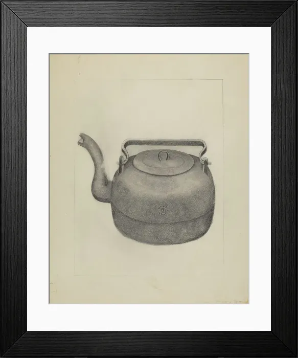 Framed Print : Iron Tea Kettle, 1935 / 1942. Creator: Frederick Jackson Framed Print : Iron Tea Kettle, 1935 / 1942. Creator: Frederick Jackson