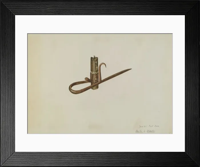 Framed Print : Miner's Candle Holder, c. 1939. Creator: Walter L. Webster Framed Print : Miner's Candle Holder, c. 1939. Creator: Walter L. Webster