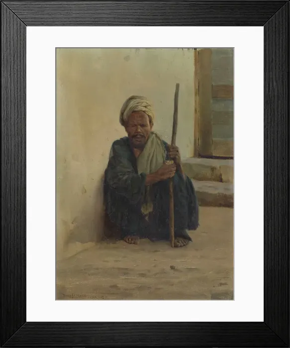Framed Print : Luxor, Arab holding a stick sitting in a street, 1892. Creator: Henry Brokman Framed Print : Luxor, Arab holding a stick sitting in a street, 1892. Creator: Henry Brokman