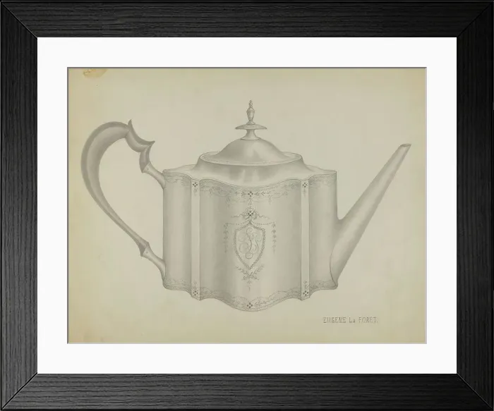 Framed Print : Silver Teapot, 1935 / 1942. Creator: Eugene La Foret Framed Print : Silver Teapot, 1935 / 1942. Creator: Eugene La Foret